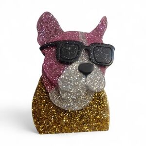 Triple Layer Acrylic Blingy Bulldog Brooch